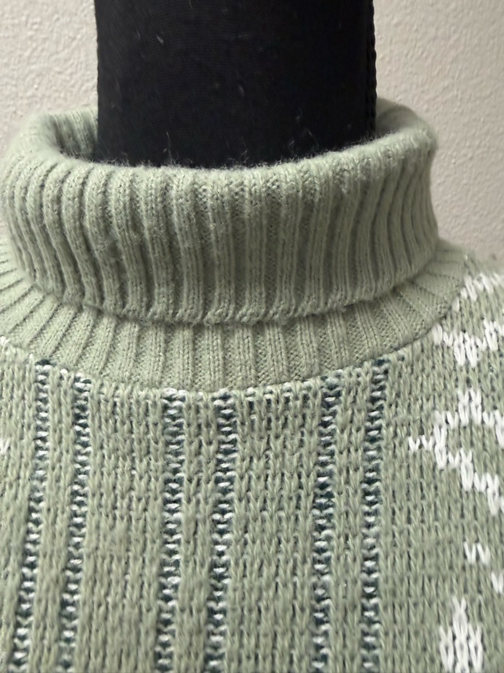 Vintage Puritan Ski Sweater Green Turtleneck Nordic Fair Isle Medium USA - Picture 3 of 8
